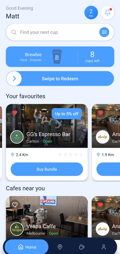 Find cafes nearby